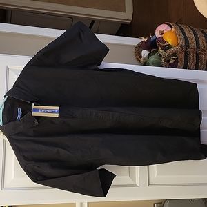 Effect black texture check button down collar short sl shirt 100% cotton…XL NEW